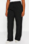 Black Striped Woven Plus Size Fabric Pants Tbbaw24Ar00012 - 4