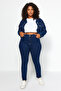 Koyu Mavi Yüksek Bel Esnek Büyük Beden Skinny Jeans TBBSS22JE0075 - 13