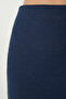 Women's Navy Blue Slit Corded Knitted Pencil Skirt MC00230 - 5