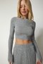 Women's Gray Corded Knitwear Crop Skirt Set Kİ00106 - 3
