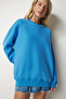 Women's Sky Blue Raised Oversize Sweatshirt MC00232 - 4