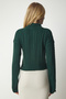Women's Emerald Green Zipper Knitwear Cardigan with Mesh Motif YY00174 - 5