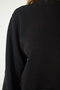 Women's Black Raised Crop Sweatshirt UB00178 - 4
