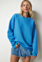 Women's Sky Blue Raised Oversize Sweatshirt MC00232
