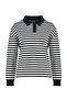 Siyah Çizgili Polo Yaka Kalın İçi Polarlı Oversize Örme Sweatshirt TWOAW24SW00344 - 6
