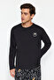 Black Regular Fit Embroidered Knitted 100% Cotton Pajama Set Tmnaw24Pt00025 - 2