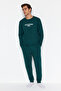 Green Regular Fit Printed Knit Pajama Set TMNAW24PT00037