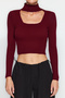 Claret Red Crop Stand Collar Knitwear Sweater TWOAW24KZ01206 - 3