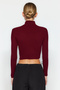 Claret Red Crop Stand Collar Knitwear Sweater TWOAW24KZ01206 - 4