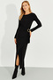 Women's Black Buckle Wrap Maxi Dress BK272020 - 5