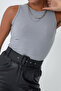 Graue Damen-Strickbluse mit Trägern - 4