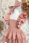 Pink Girl's Dress with Ruffled Straps and Layers Bandana Set 1-10 Years Old Birthday Dress - 3