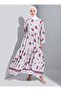 Aller Detailed Floral Patterned Hijab Dress - Fuchsia Floral Pattern - Casual - 3