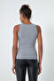 Graue Damen-Strickbluse mit Trägern - 5