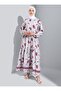 Aller Detailed Floral Patterned Hijab Dress - Fuchsia Floral Pattern - Casual