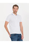 White Slim Fit Printed Polo Neck Men's T-Shirt - 3