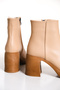 WOMEN'S NUDE ROUND TOE HEEL BOOTS - 5