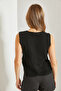 Women's Black Buttoned Patterned Knitwear Vest 40931003 - 3