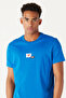 Men's Cobalt Blue Standard Fit Regular Cut Crew Neck 100% Cotton Logo T-Shirt - 2