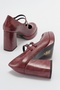 OREAS Burgundy Patterned Women's Heeled Shoes - 5