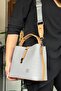 Jp Embossed Printed - Lock Detailed 4 Compartment Gray Women's Shoulder Bag S5 - 2
