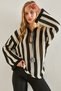 Women's White Black Striped Front Tie Openwork Knitwear Sweater 20234916 - 2