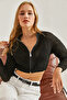 Women's Black Openwork Knitwear Cardigan 20234169 - 3