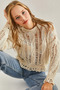 Women's Ecru Openwork Patterned Knitwear Sweater 20234188