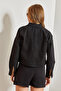 Women's Black Double Pocket Gabardine Jacket 40941010 - 5