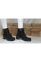 Genuine Leather Women's Nubuck Black Elastic and Zipper Detailed Short Casual Women's Winter Boots - 4
