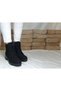Genuine Leather Women's Nubuck Black Elastic and Zipper Detailed Short Casual Women's Winter Boots - 6