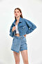 Women's Tasseled Crop Jean Jeans Denim Jacket - 5