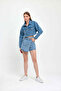 Women's Tasseled Crop Jean Jeans Denim Jacket - 8