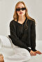 Women's Black Patterned Openwork Sweater 20234171 - 4