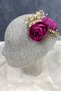 Dark Fuchsia Peony Flower Chip Scalloped Hair Clip for the Most Beautiful Brides – Crown, Crystal Stone – Crown - 4
