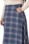Large Size Waist Detailed Pocket Zippered Bell Plaid Indigo Long Skirt - 5