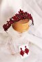 Bridal Accessory Red Crystal Stone Henna Crown and Earring Set, Bridal Crown Earring Set – Bridal Accessory - 5
