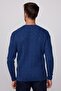Men's Slim Fit Slim Fit Crew Neck Patterned Navy Blue Knitwear Sweater - 5