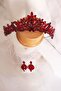 Bridal Accessory Red Crystal Stone Henna Crown and Earring Set, Bridal Crown Earring Set – Bridal Accessory