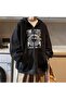 Pink Floyd Printed Oversize Zippered Black Unisex Hooded Cardigan