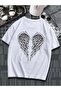 Wing Skeleton Printed White Unisex Oversize T-shirt - 2