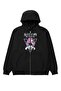 Antisocial Anime Girl Printed Oversize Zippered Black Unisex Hooded Cardigan - 2