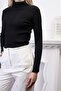Women's Black Cotton Turtleneck Turtleneck Sweater - 3