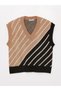 V-Neck Color Blocked Oversize Women's Knitwear Sweater - 6