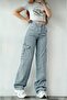 Women's Ice Snow Wash Cargo Pocket Extra High Waist Palazzo Jean Without Back Pocket - 2