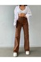 Hayley Women's Brown Cargo Pocket Extra High Waist Palazzo Jean without Back Pocket - 4
