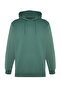 Green Regular/Normal Cut Hooded Fleece/Warm Cotton Sweatshirt Tmnaw24Sw00121 - 6