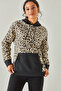 Women's Ecru Leopard Leopard Hooded Fleece Sweatshirt SWT-19000326 - 4