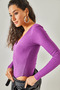 Women's Purple Deep V-Neck Padded Lycra Bodysuit with Six Snaps BDY-00000041 - 5