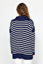 Navy Blue Comfortable Striped Knitwear Sweater TCTAW24AK00172 - 6